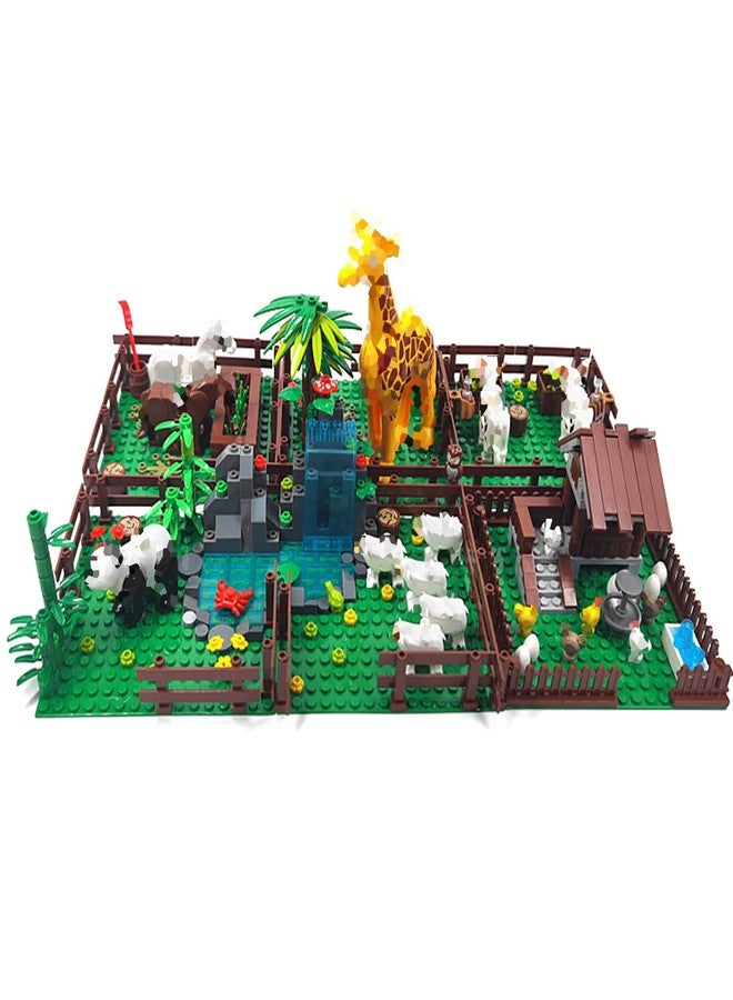 TNDCKP Farm Animals Zoo Building Block Set A, Farm Animal Building Toys, Sheep, Horse Farm, Chicken Coop, Panda, Giraffe, Cowshed, Duck Pond, Compatible with Lego 853792 Accessory for Ages 6-12 - Image 1